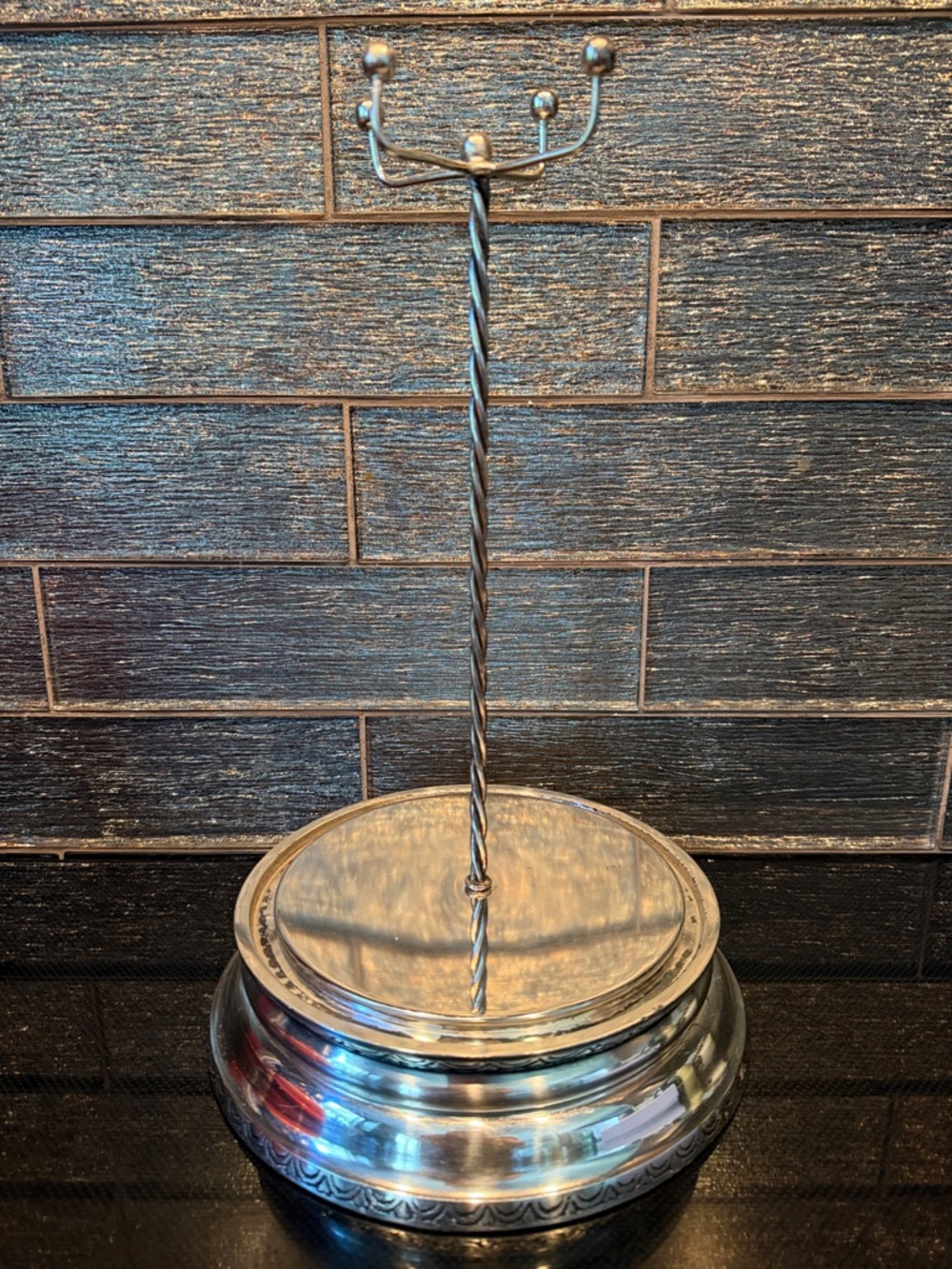 Pottery Barn Silver Polished Display Cloche Jewelry Stand Necklace Hanger Holder